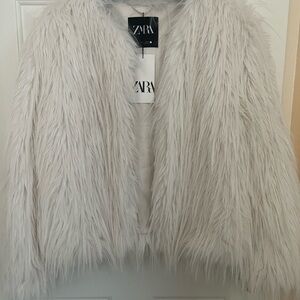 Zara Women's Cream Teddy Jacket